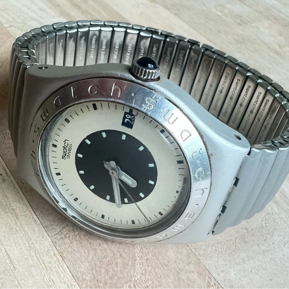 Vintage 1999 Swatch Irony Aluminum watch expansion band NEW BATTERY - Picture 7 of 11